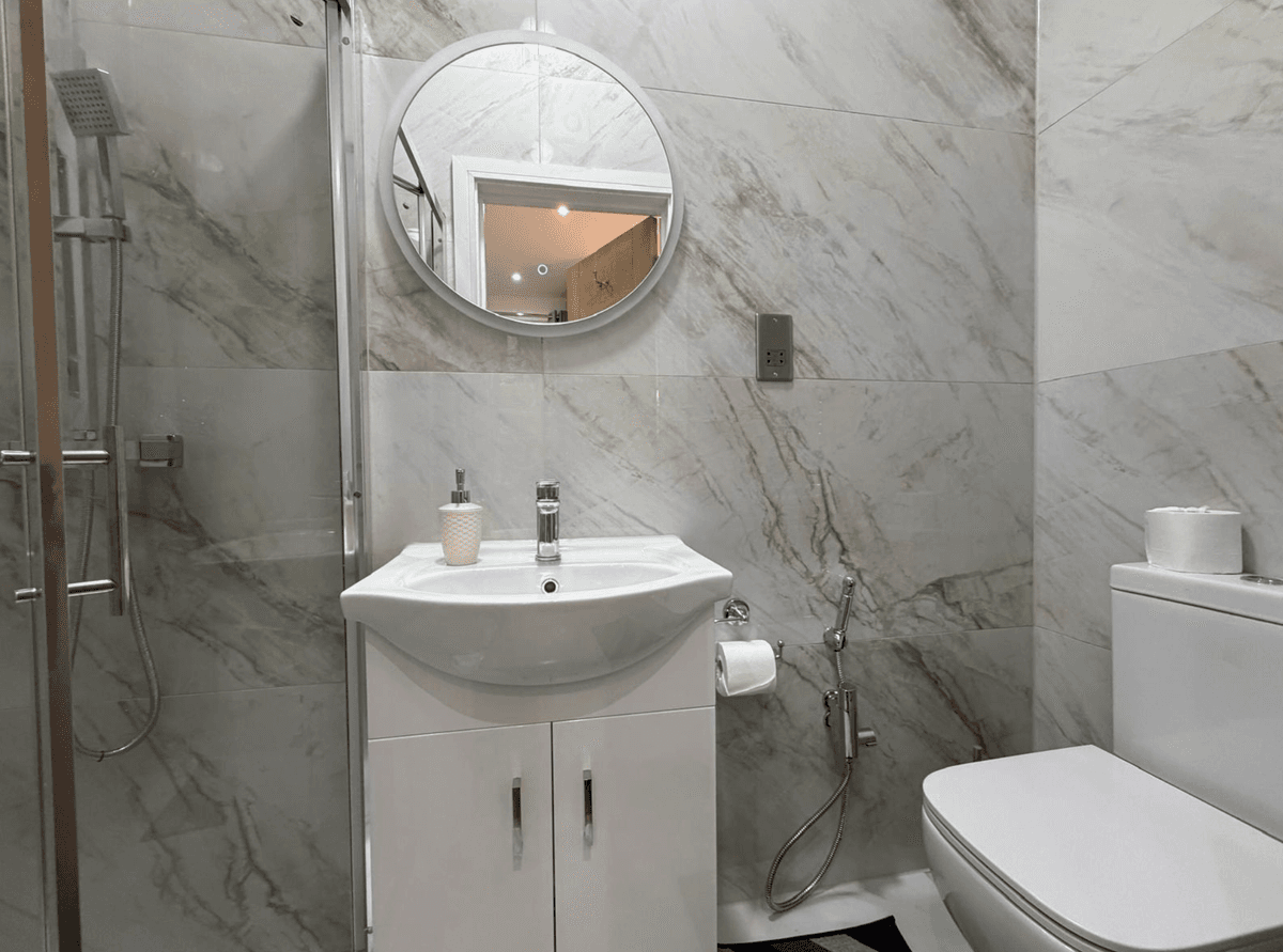 Marble bathroom — shower & sink